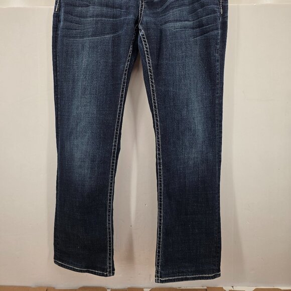 BKE Jeans Mens 36x31 Blue Denim Tyler Straight Leg Buckle Distressed Dark Wash - Picture 6 of 9